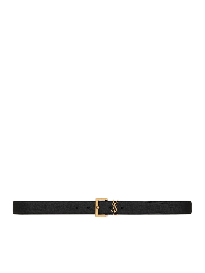 CASSANDRE HAMMERED LEATHER BELT WITH SQUARE BUCKLE