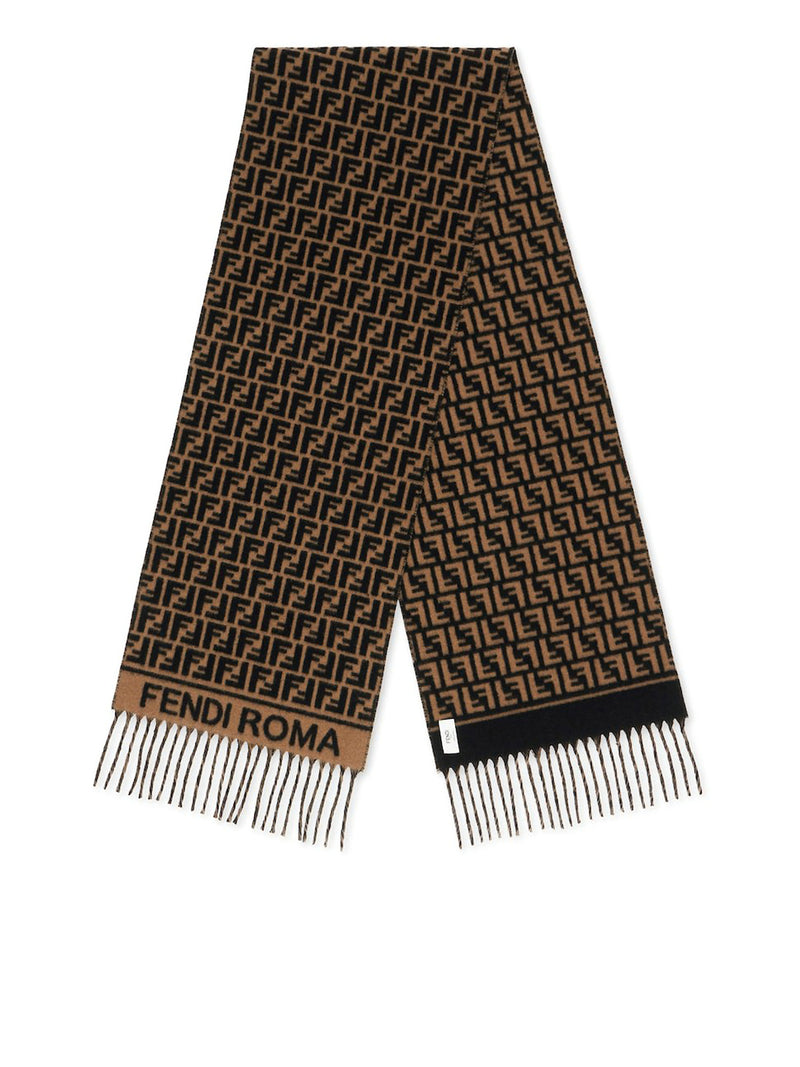 BROWN WOOL AND CASHMERE BLEND SCARF