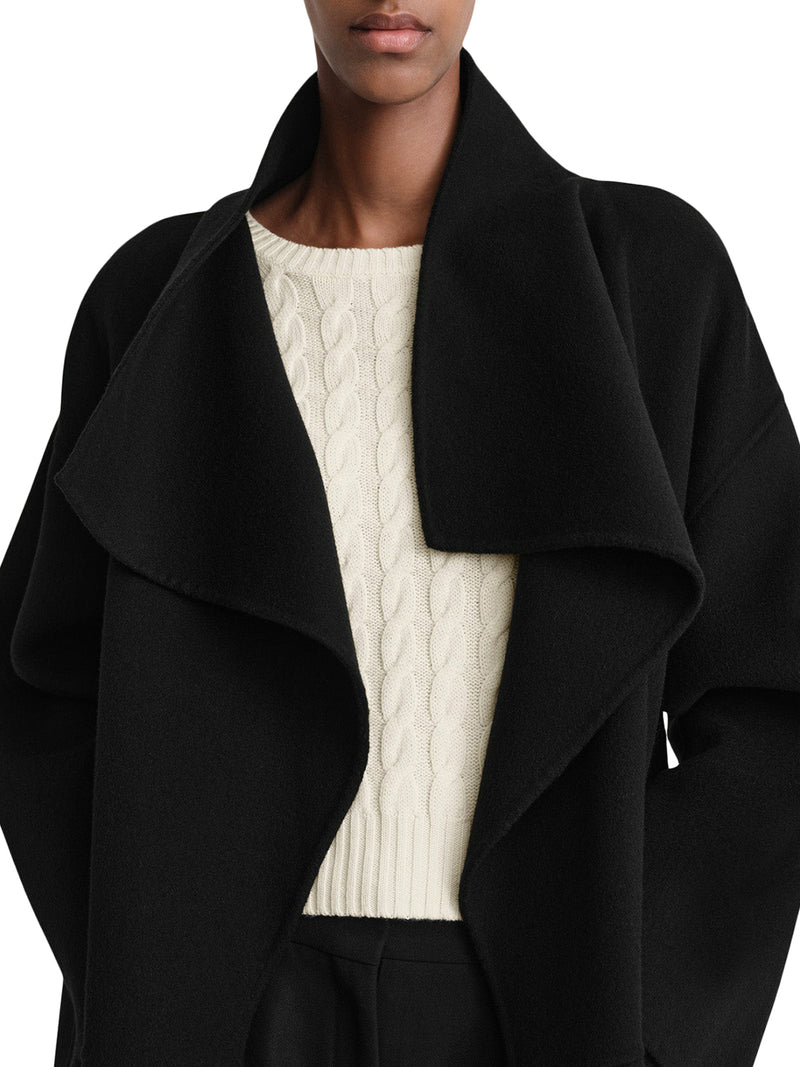 Signature wool cashmere coat black