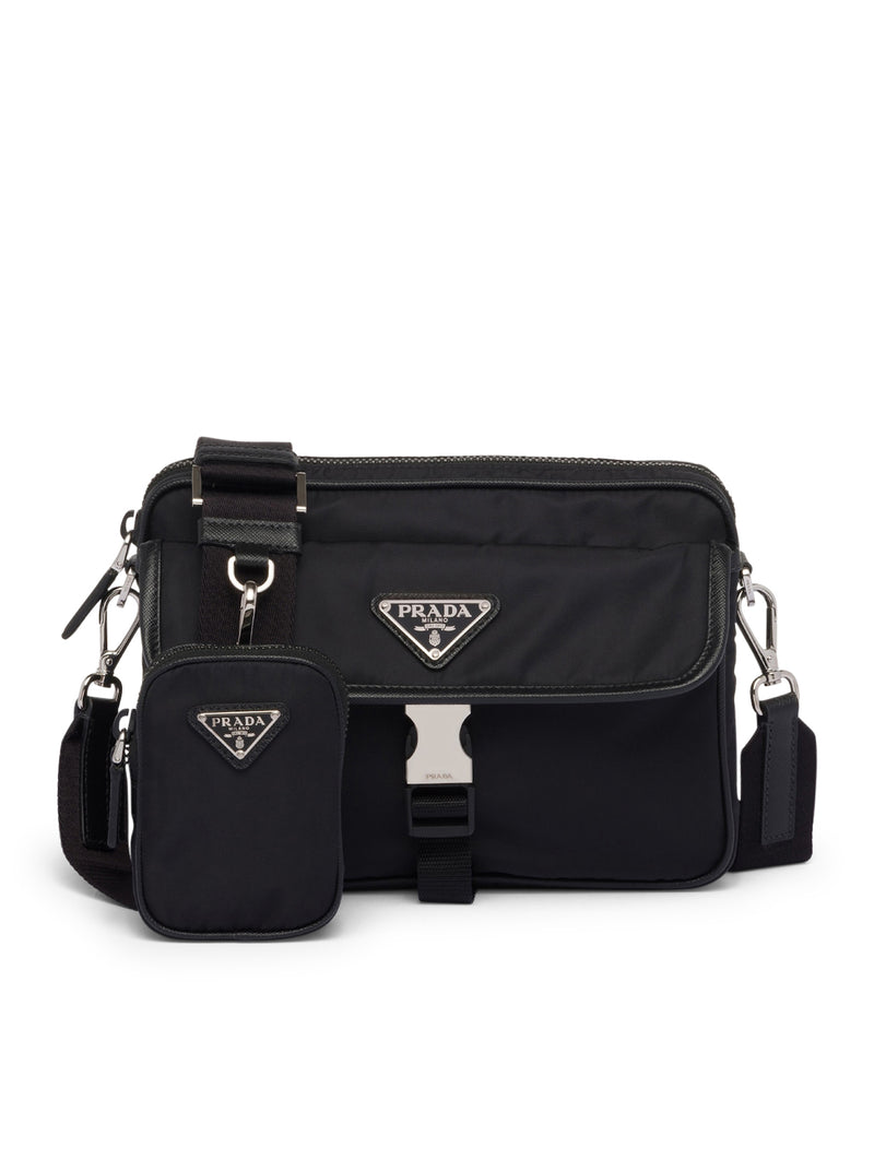 SHOULDER BAG IN RE-NYLON AND SAFFIANO