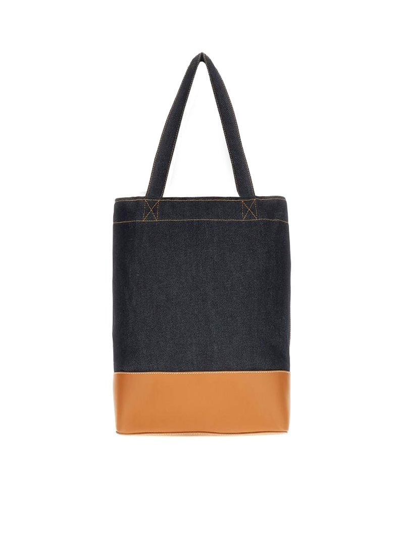 AXEL DENIM SHOULDER BAG WITH LEATHER INSERTS