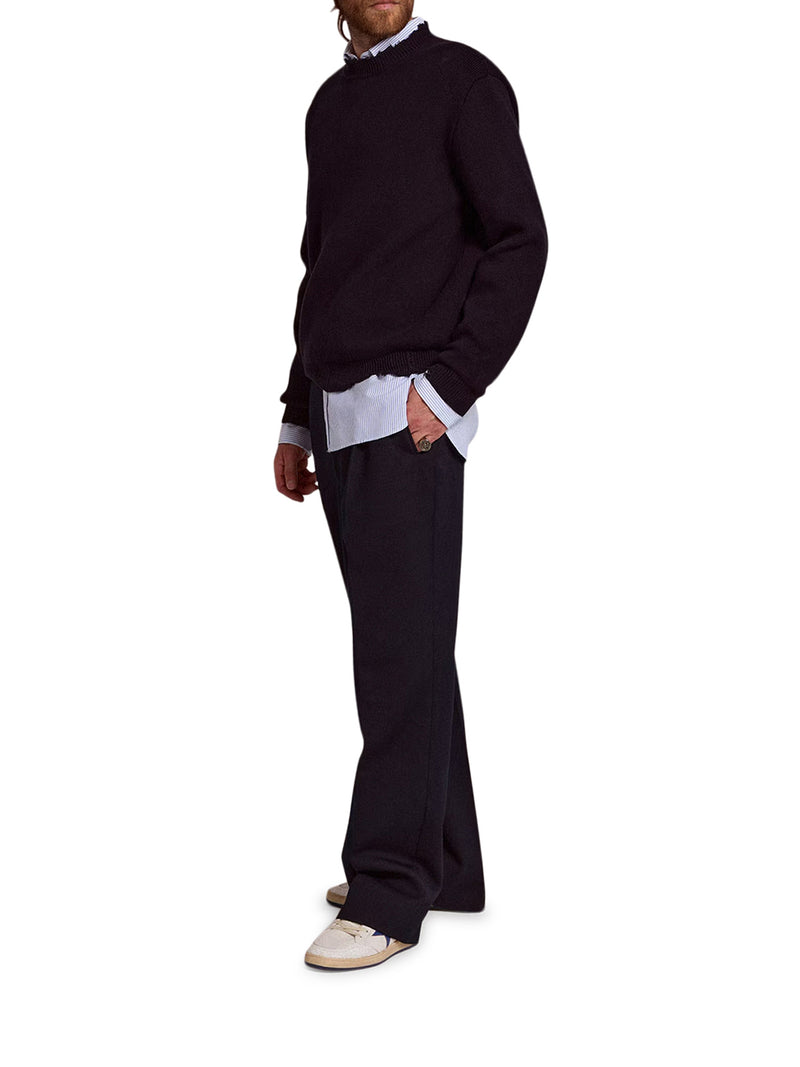 CREWNECK COTTON SWEATER WITH DESTROYED EFFECT