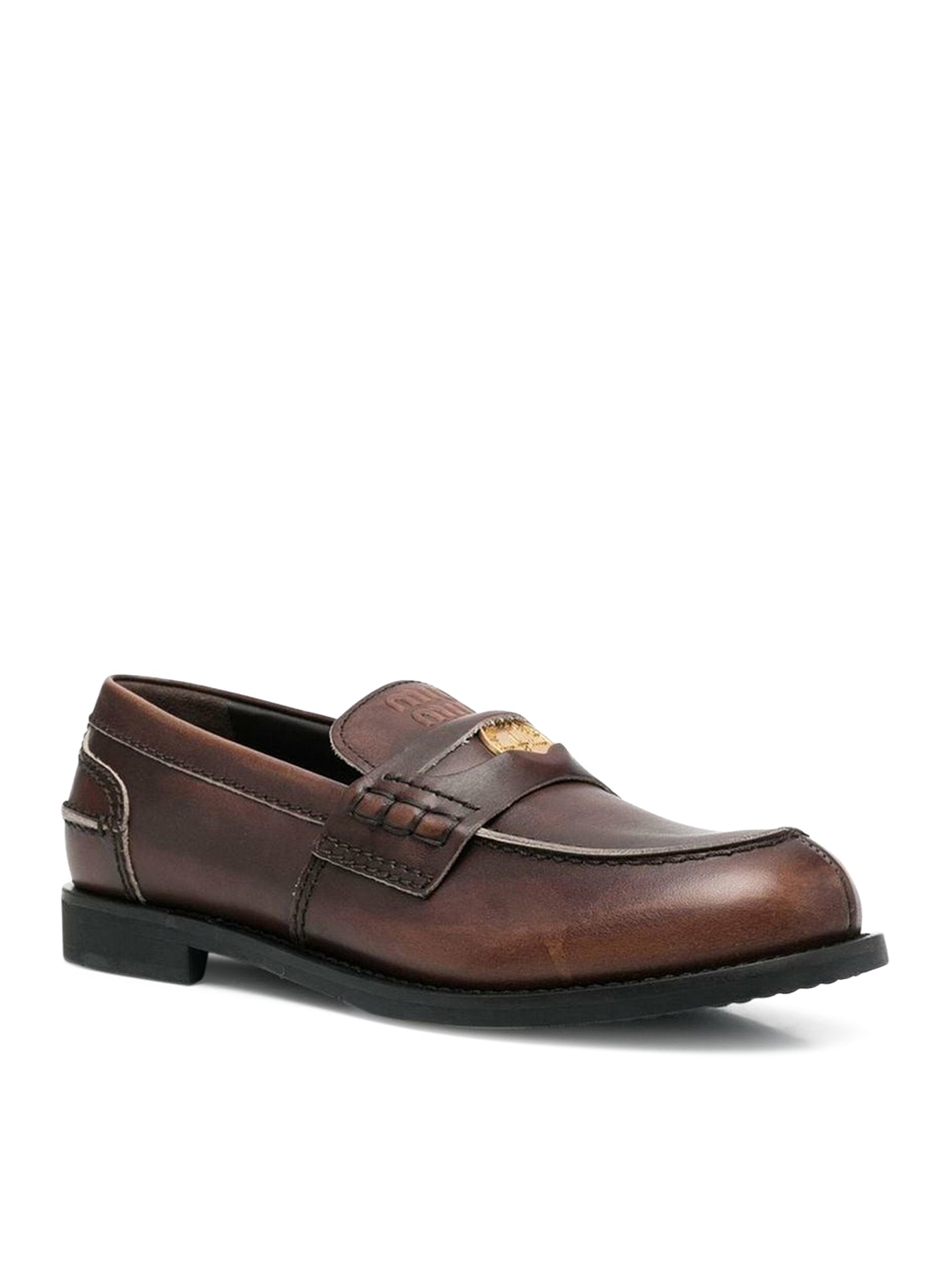 VINTAGE EFFECT LEATHER LOAFERS