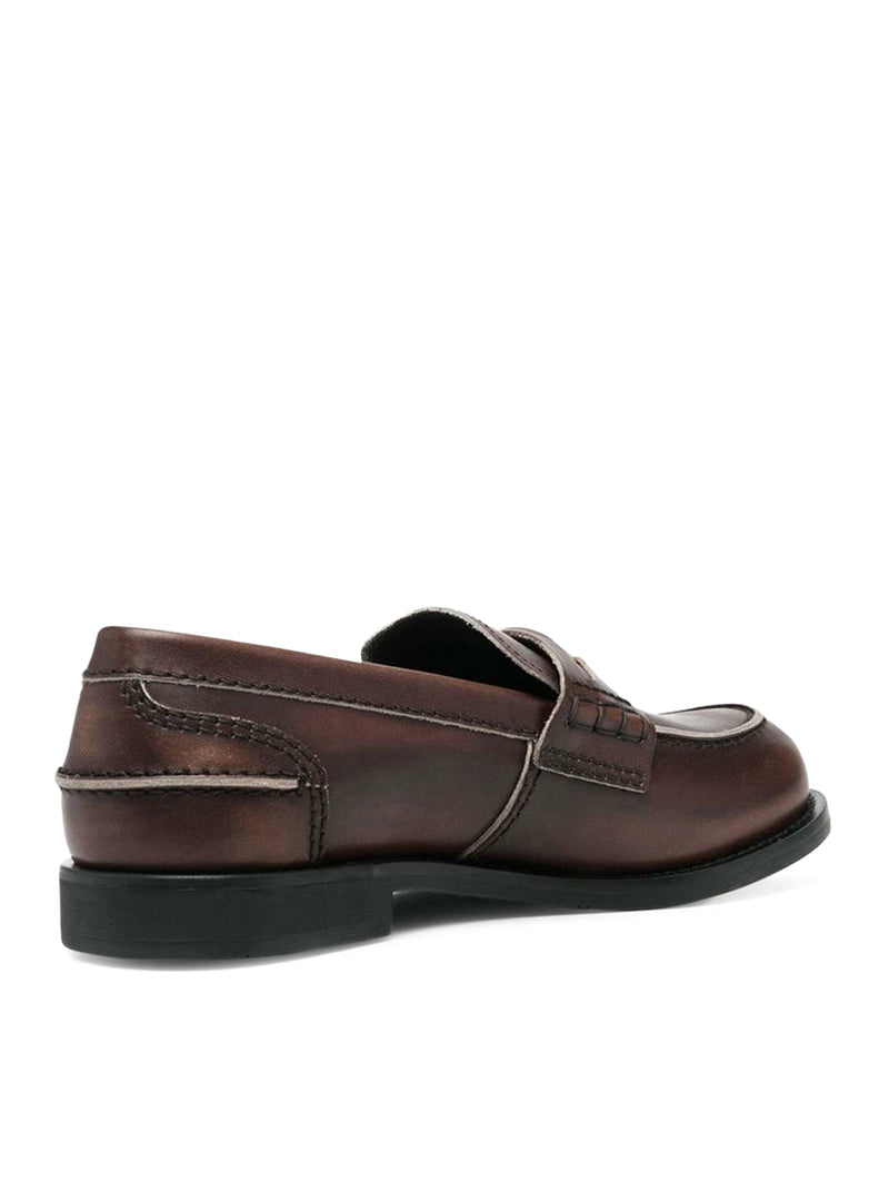 VINTAGE EFFECT LEATHER LOAFERS