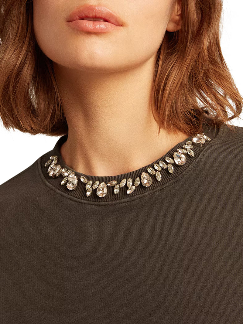 CREWNECK SWEATSHIRT WITH CRYSTALS