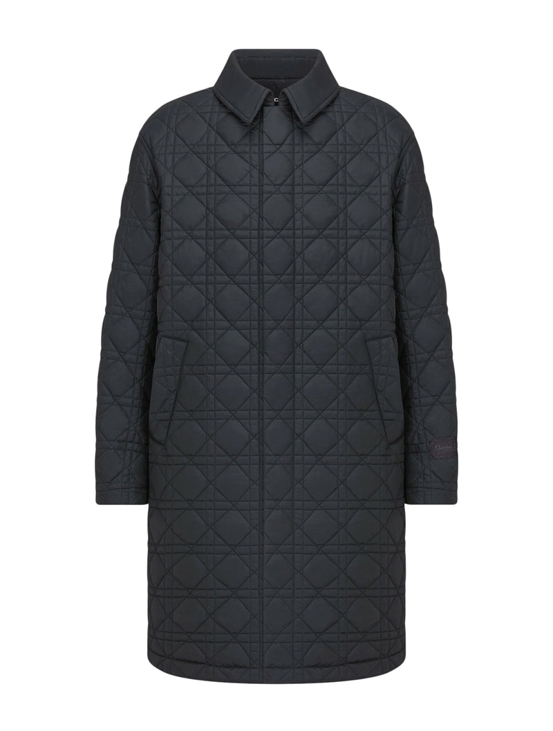 COAT Navy blue silk blend canvas