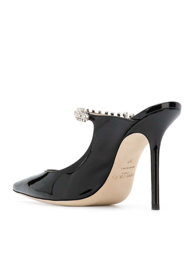 BING 100 BLACK PATENT LEATHER CLOG WITH CRYSTAL STRAP