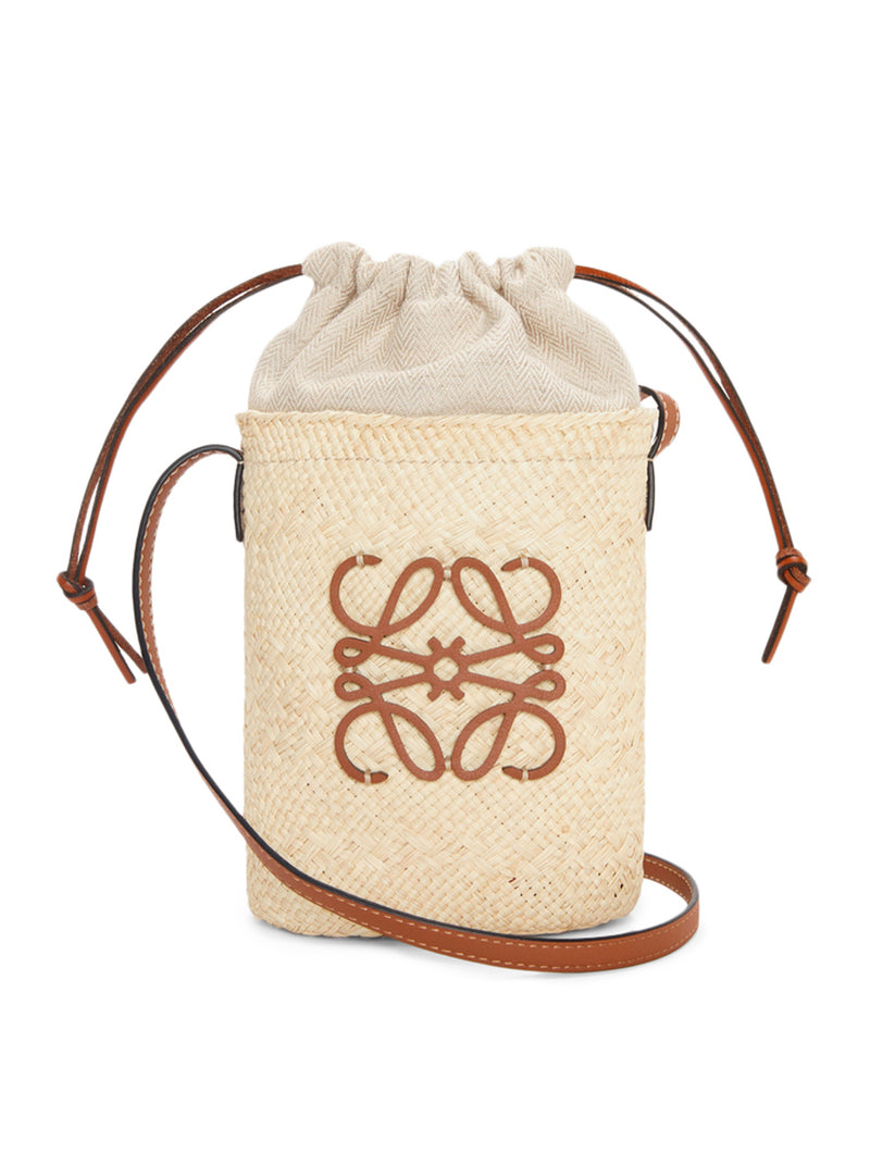 SQUARE BAG IN IRACA PALM AND CALFSKIN