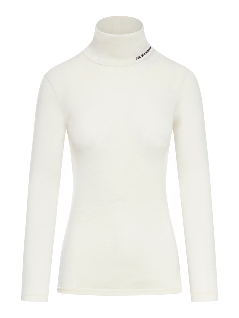 Long sleeve top with funnel neckline