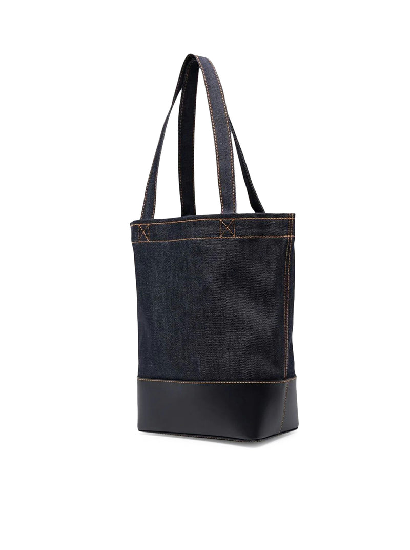 SMALL AXEL BAG IN DENIM AND LEATHER INSERTS