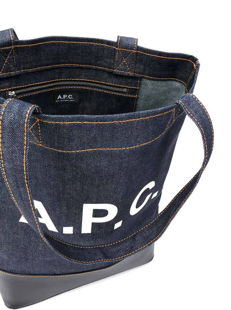 AXEL DENIM SHOULDER BAG WITH LEATHER INSERTS