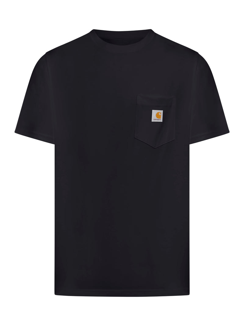 T-SHIRT WITH BLACK LOGO PATCH