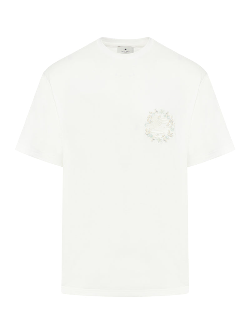 Pegaso-embroidered cotton T-shirt