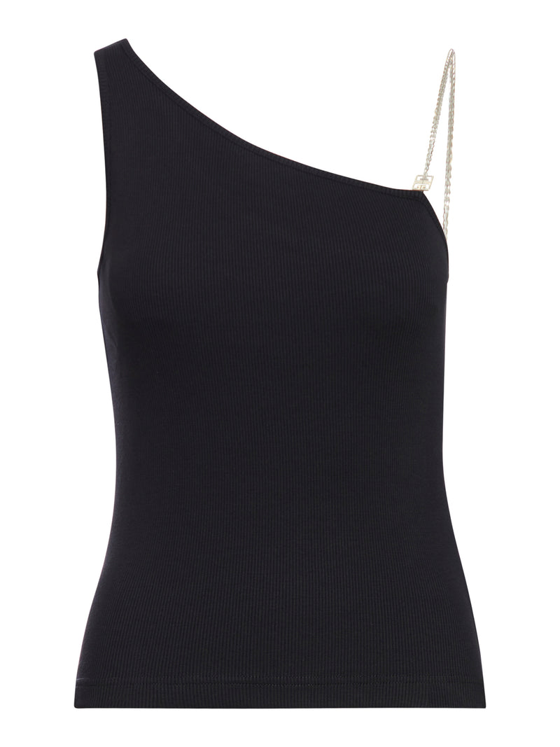 Asymmetric cotton top with chain