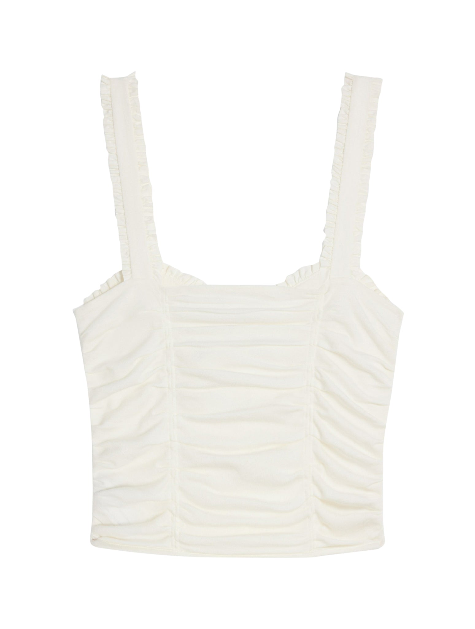 SHORT RUFFLED TOP IN COTTON AND SILK JERSEY