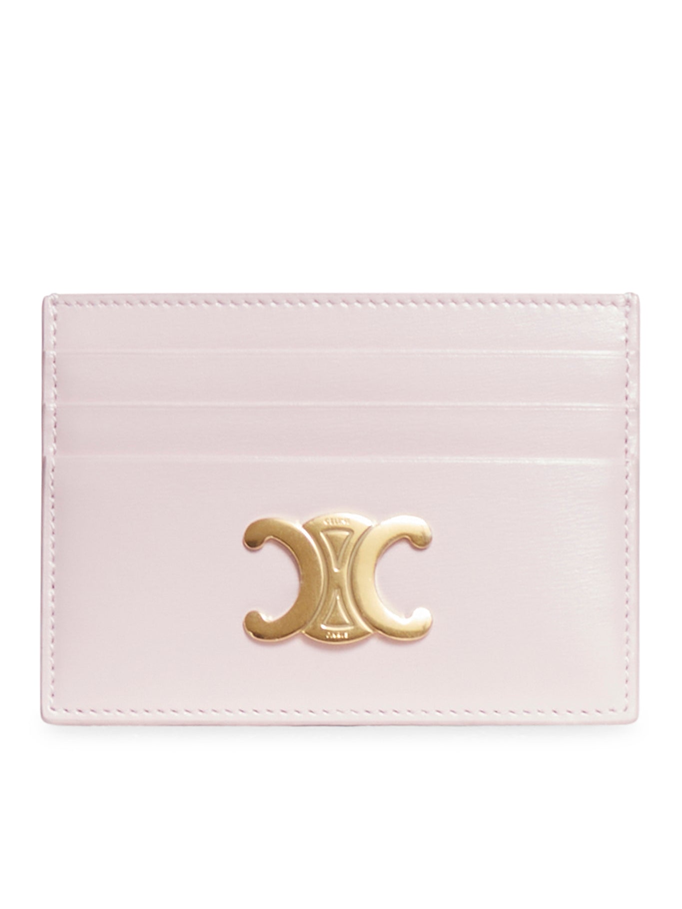 TRIOMPHE CARD HOLDER IN PASTEL PINK POLISHED CALF LEATHER