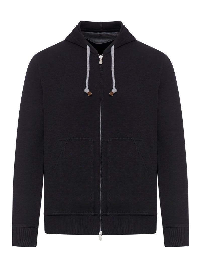 zip-front drawstring hoodie