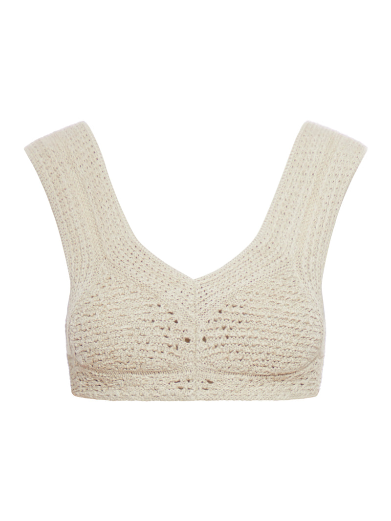 Crochet effect cotton bra