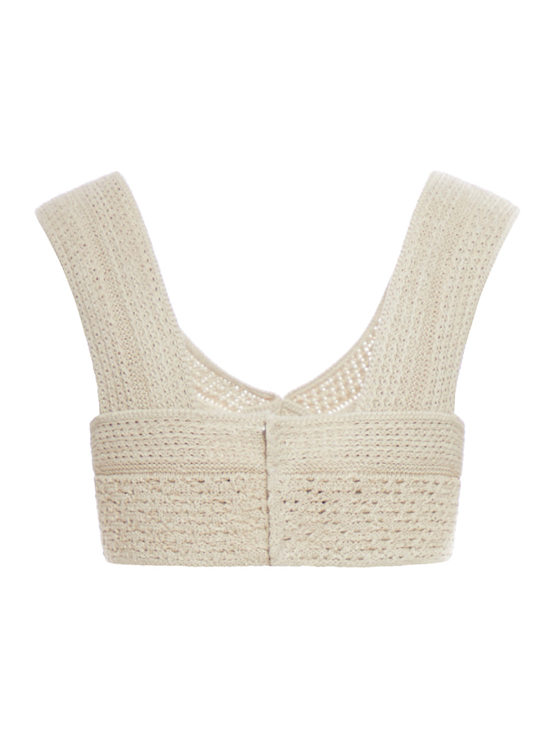 Crochet effect cotton bra