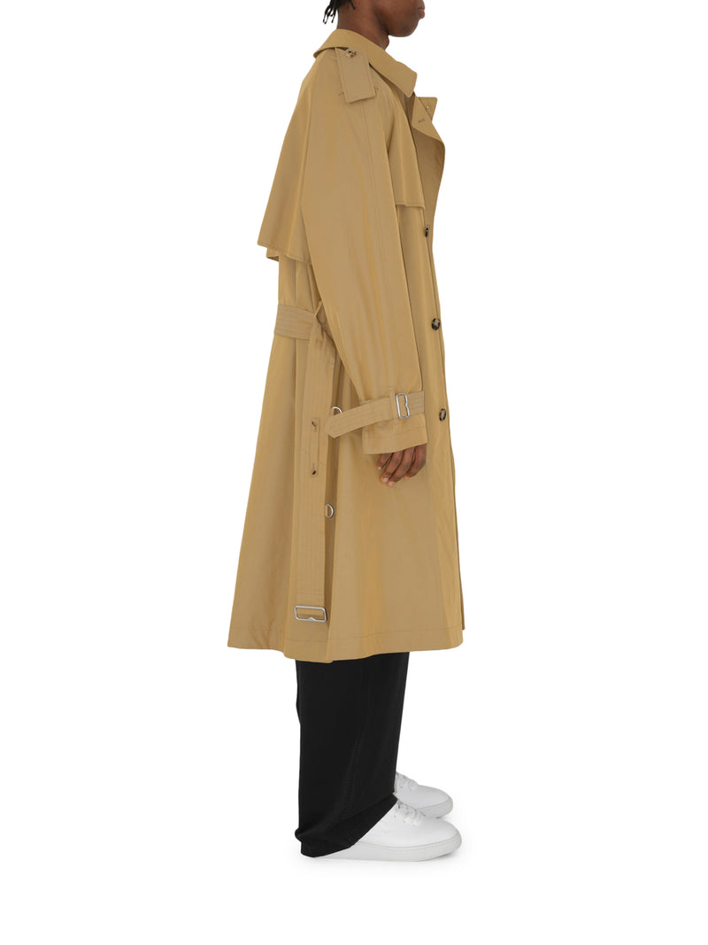 Long gabardine trench coat