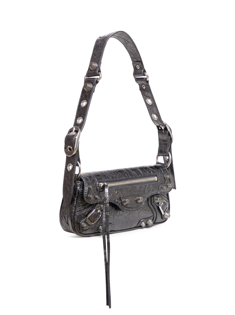 LE CAGOLE XS WOMEN`S METALLIC SILVER SHOULDER BAG