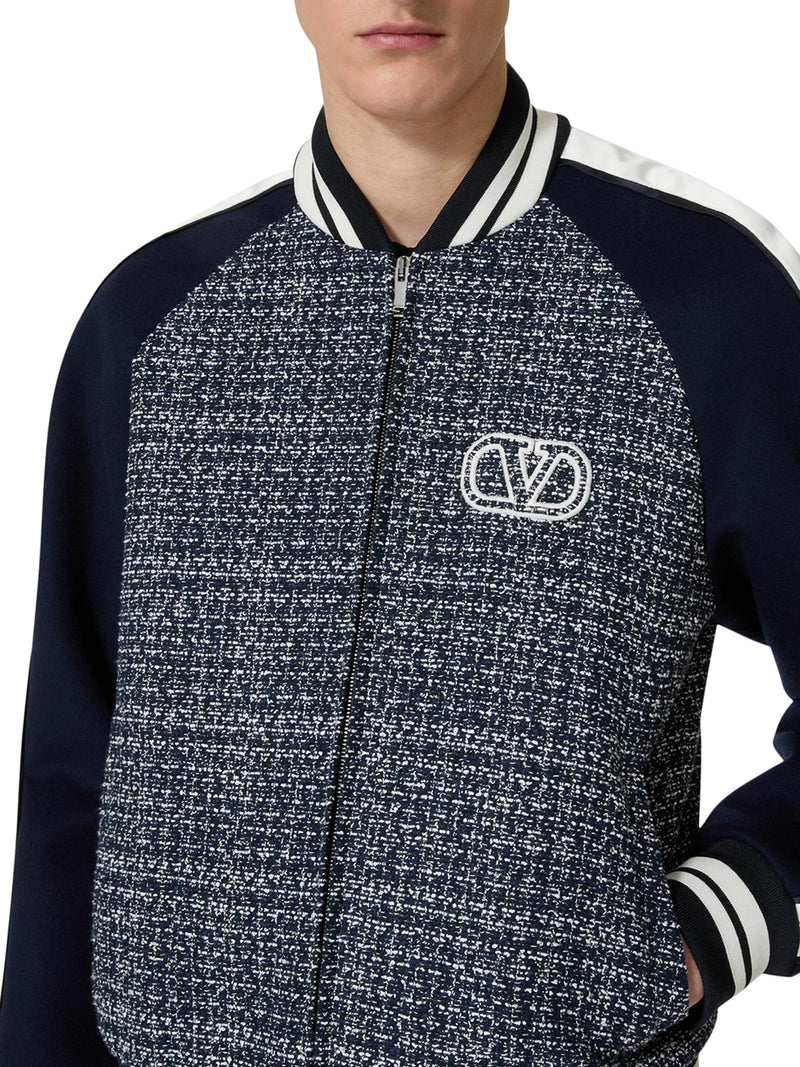 BOMBER JACKET IN COTTON TWEED AND VISCOSE WITH VLOGO SIGNATURE PATCH