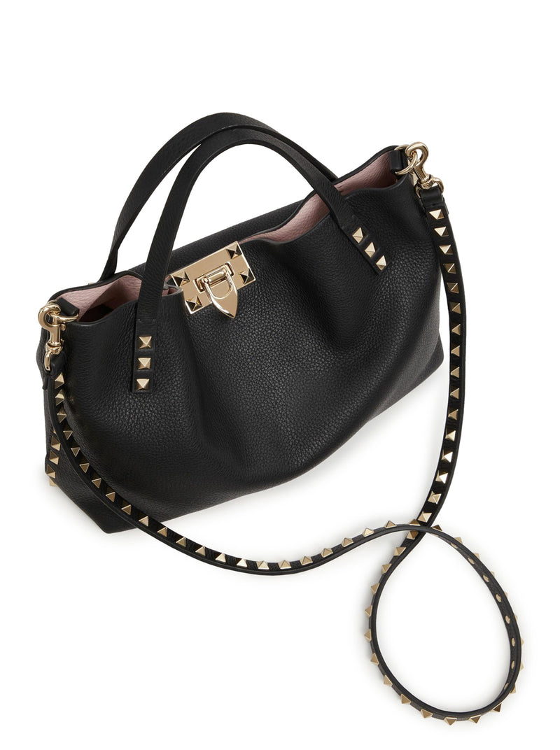 SMALL ROCKSTUD BAG IN GRAINED CALFSKIN WITH CONTRAST LINING