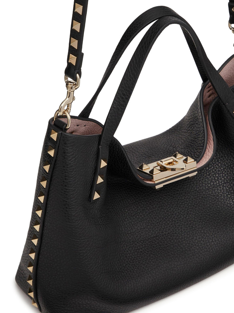 SMALL ROCKSTUD BAG IN GRAINED CALFSKIN WITH CONTRAST LINING