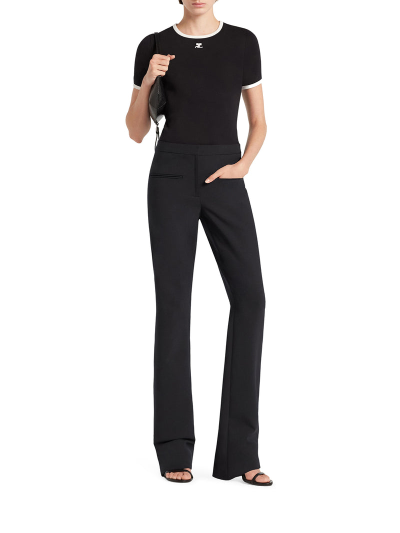 COTTON T SHIRT WITH CONTRASTING PROFILES