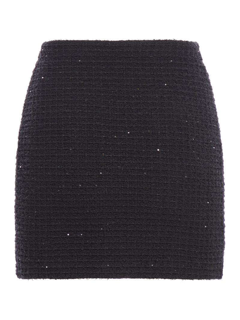 Black Textured Knit Mini Skirt