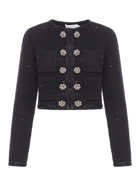 Black Textured Knit Jacket