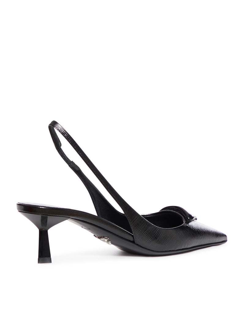 Slingback pumps in blown leather