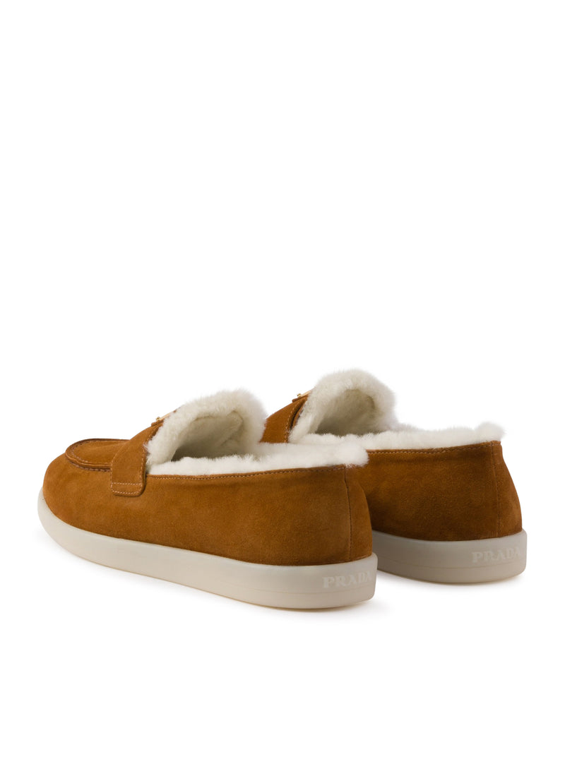 Suede and sheepskin loafers