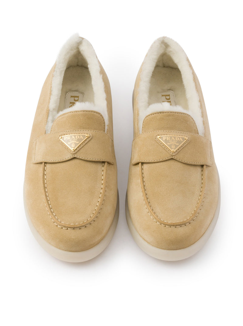 Suede and sheepskin loafers