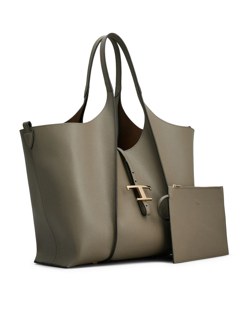 T Timeless Medium Leather Shopping Bag