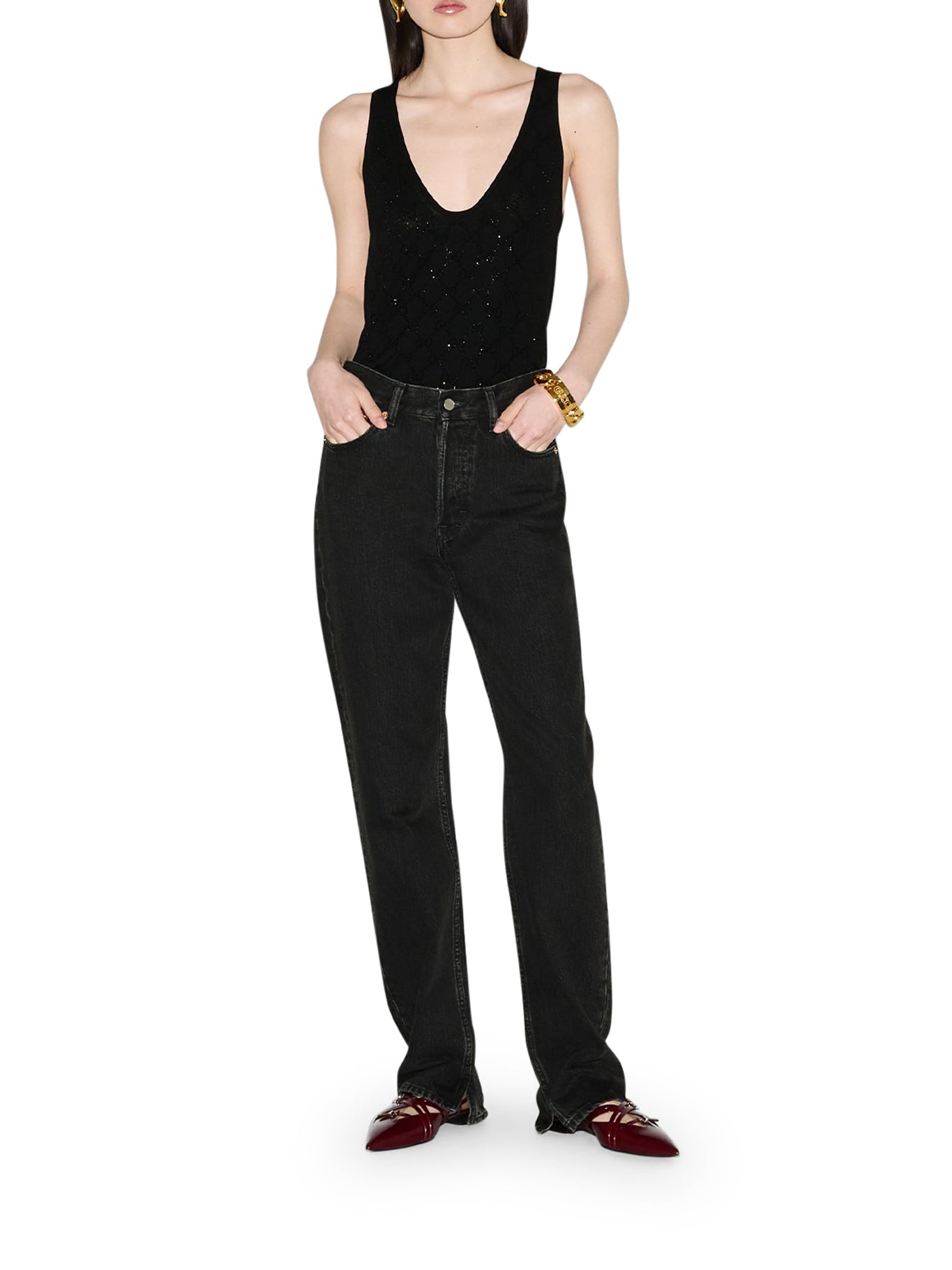 STRAIGHT DENIM PANT WITH LASER DETAIL