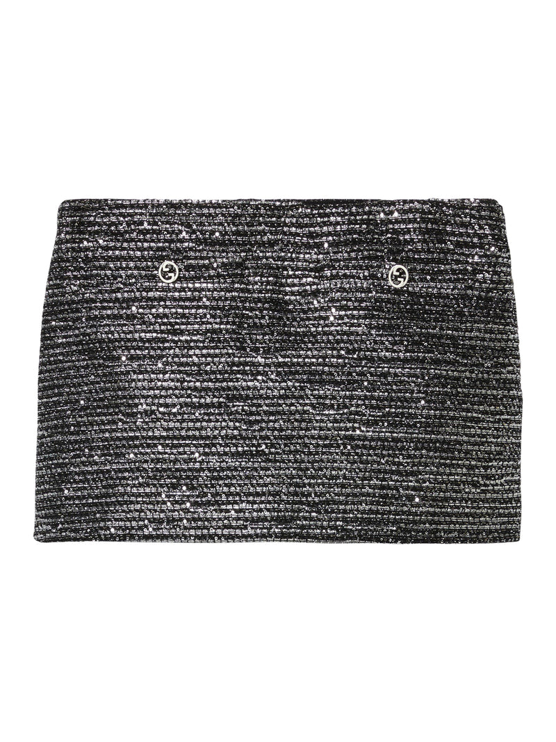 STRIPED TWEED LAMÉ SKIRT