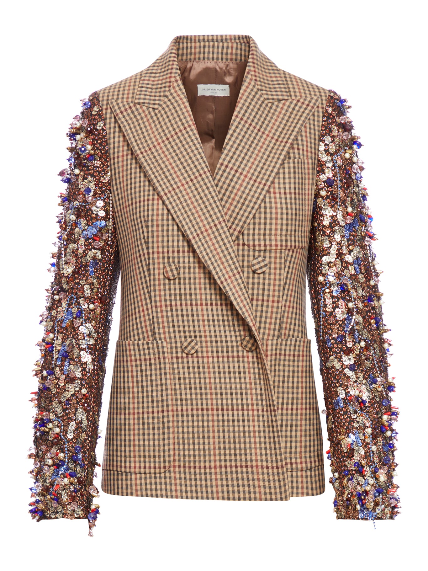 Double-breasted blazer with jewelled sleeves