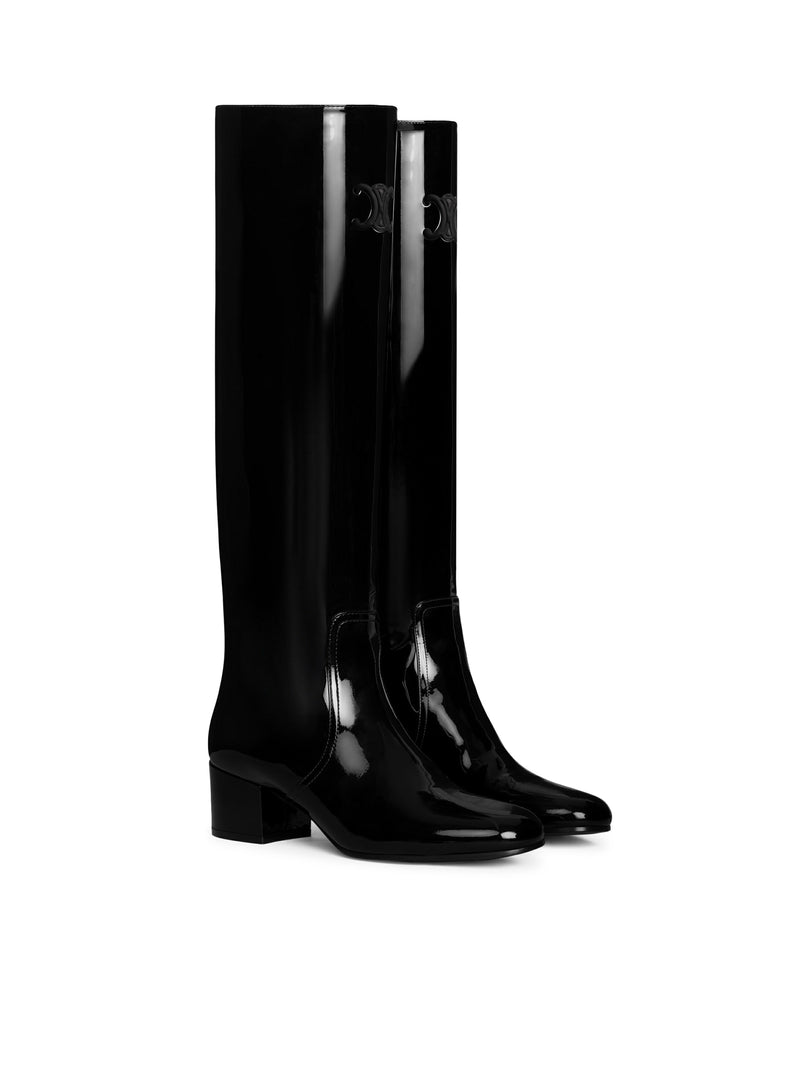 LES BOTTES TRIOMPHE CELINE HIGH BOOT IN PATENT CALFSKIN