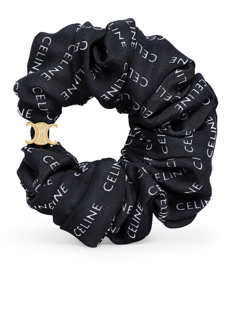 CELINE RAYURE SCRUNCHIE IN SILK AND BRASS WITH GOLD FINISH