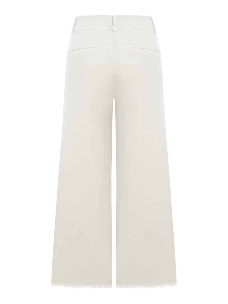 Wide leg trousers with raw cut at the bottom in viscose and stretch cotton