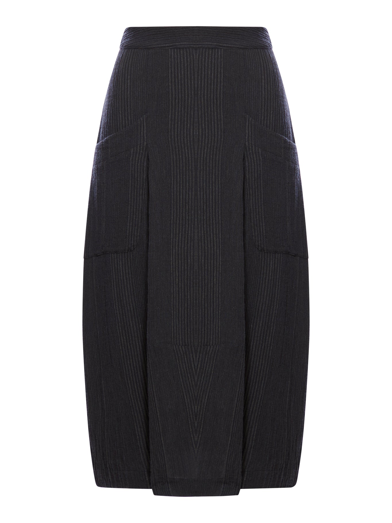 Bombé skirt in embossed pinstripe wool blend