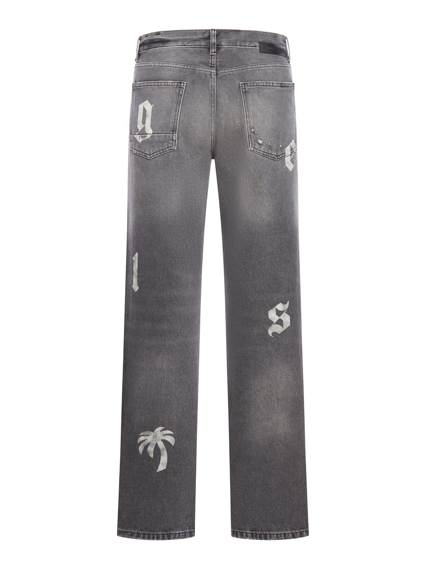 Wide jeans with application