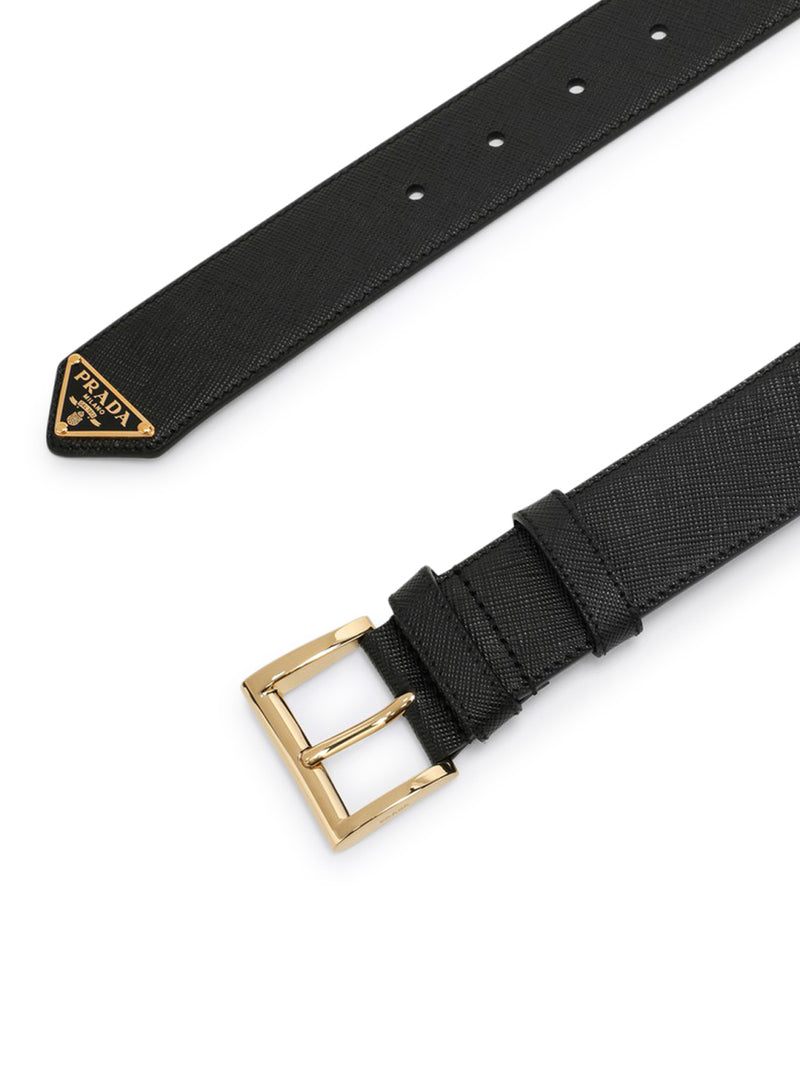 SAFFIANO BELT WITH LOGO PLATE