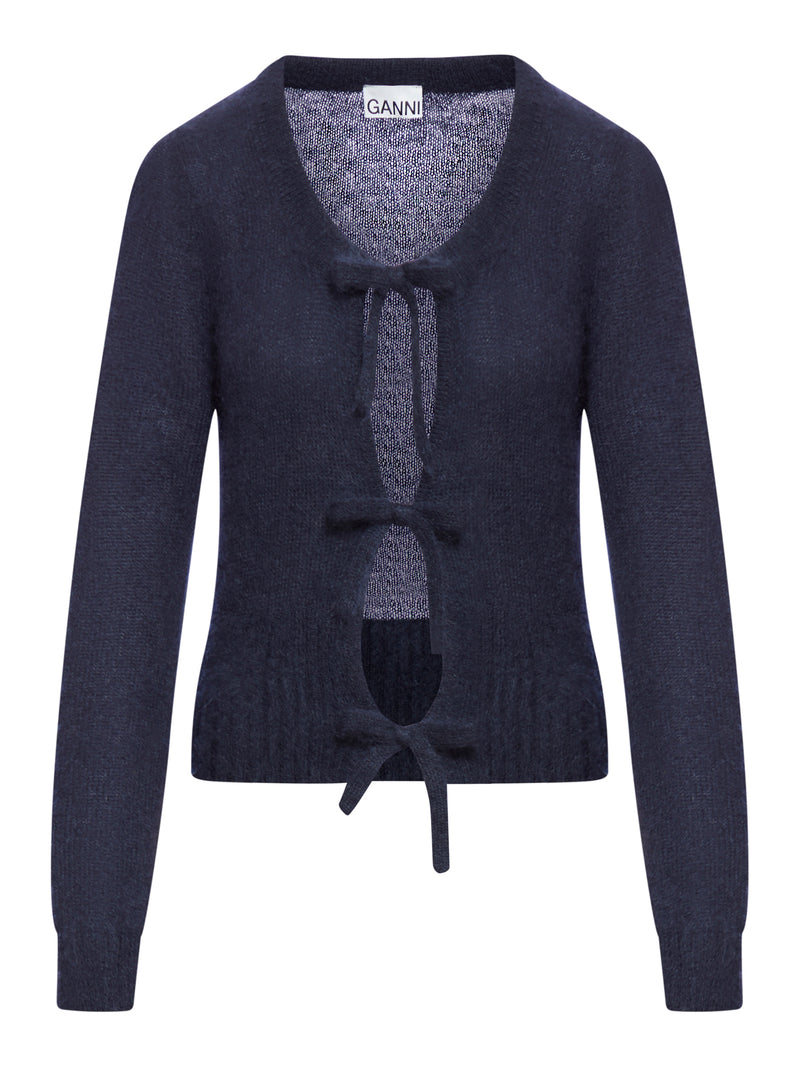 knitted tie string cardigan