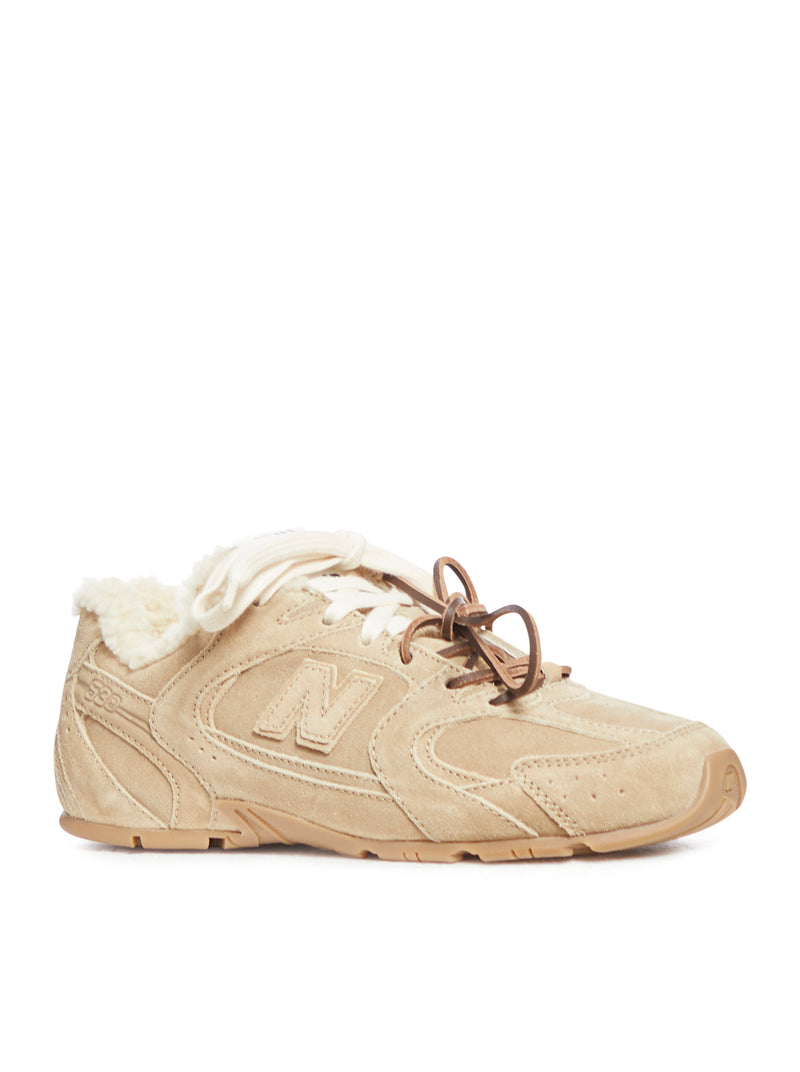 New Balance X Miu Miu 530 SL Suede and Shearling Sneakers