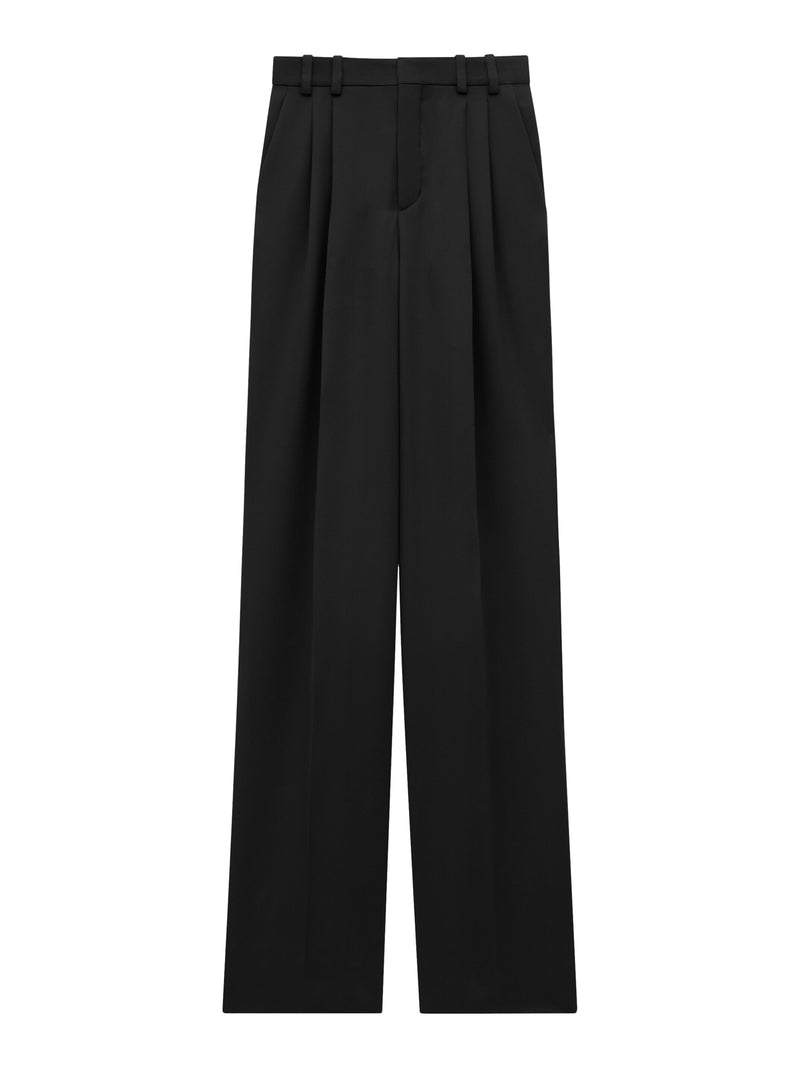 HIGH-WAISTED, STRAIGHT-LEG TROUSERS WITH DOUBLE PLEAT AND CENTRE CREASE