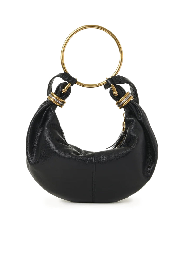 SMALL BRACELET HOBO BAG IN GRAINED LEATHER