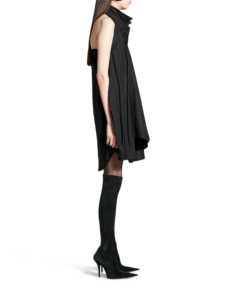 WOMEN`S SUSPENDED SHIRT EFFECT DRESS IN BLACK