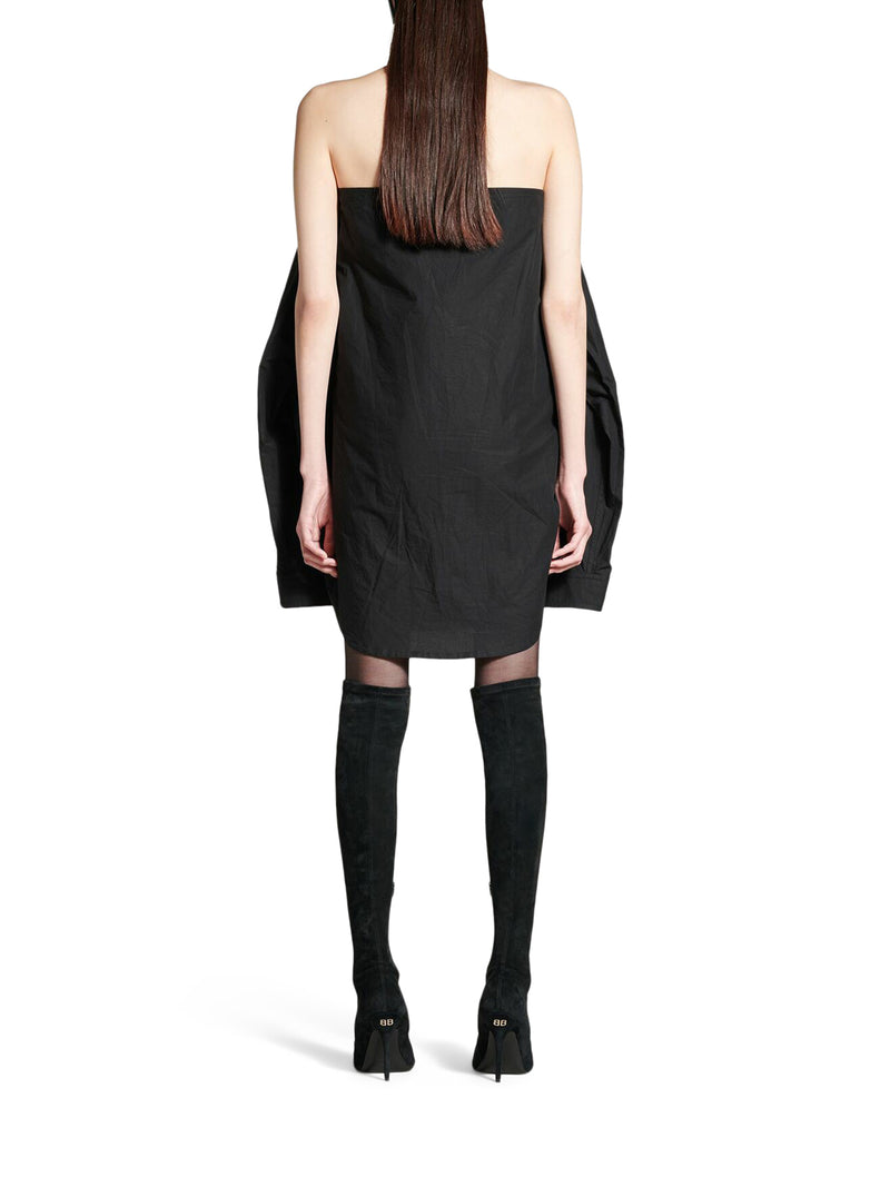 WOMEN`S SUSPENDED SHIRT EFFECT DRESS IN BLACK